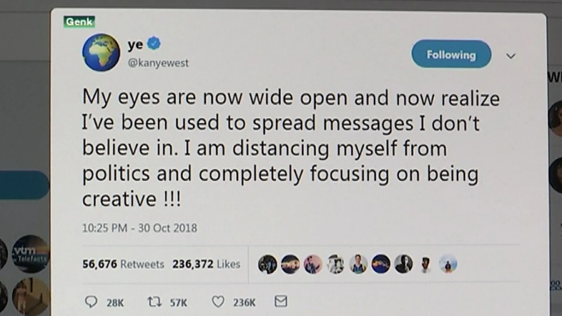 Extra live uitzending op CNN over Genkse tweet van Kanye West