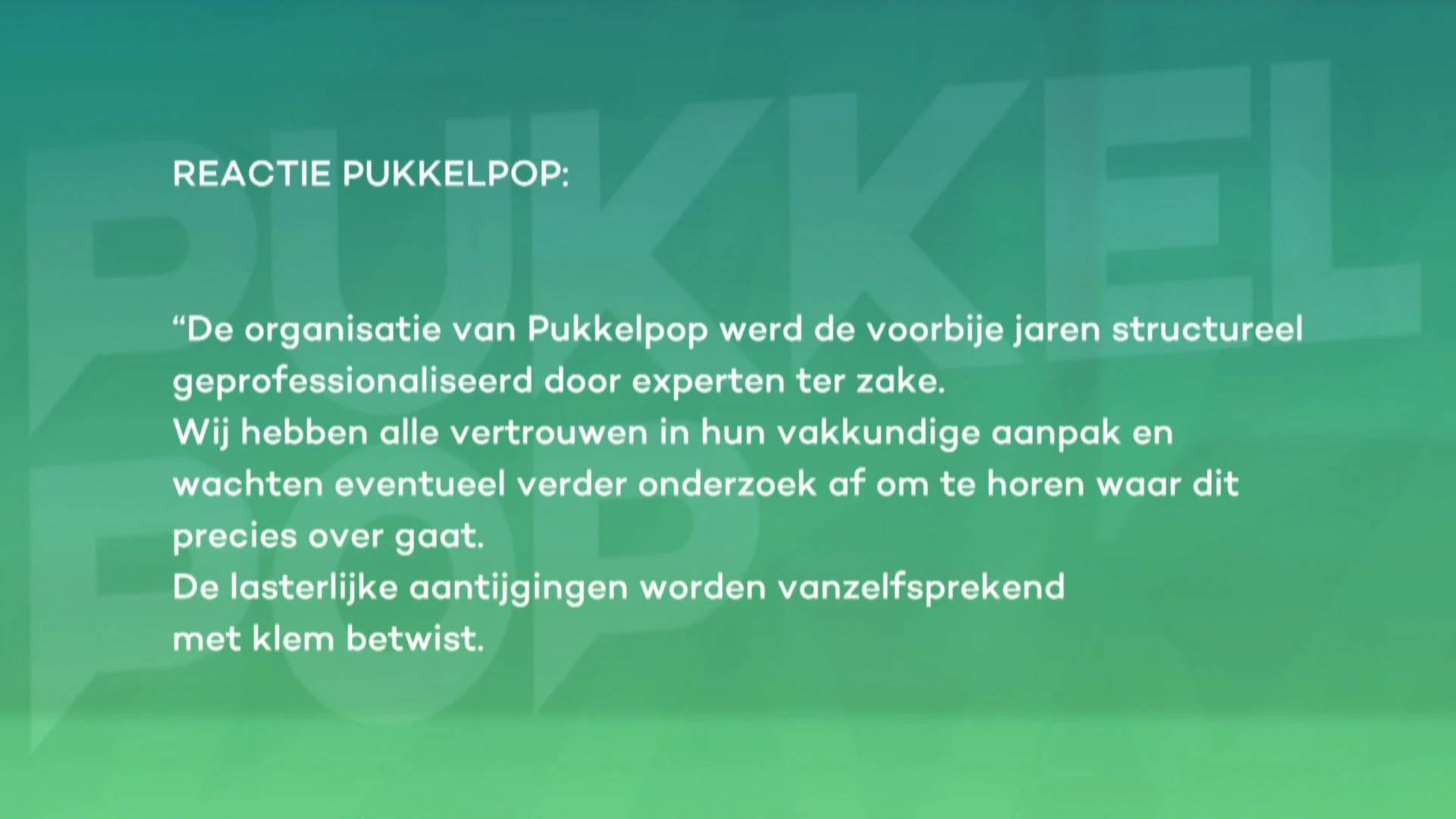 Pukkelpop betwist met klem de aantijgingen