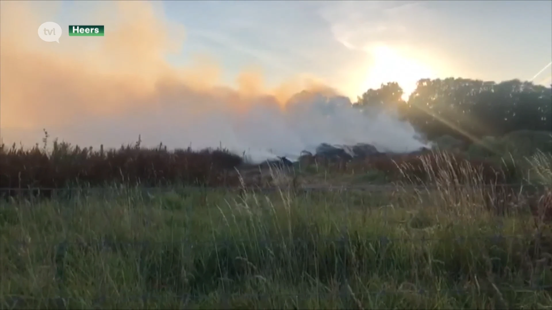 Droogte: veldbrand met grote rookontwikkeling in Klein-Gelmen