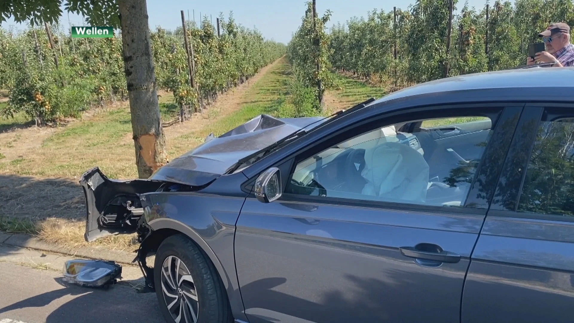 Auto knalt tegen boom in Wellen