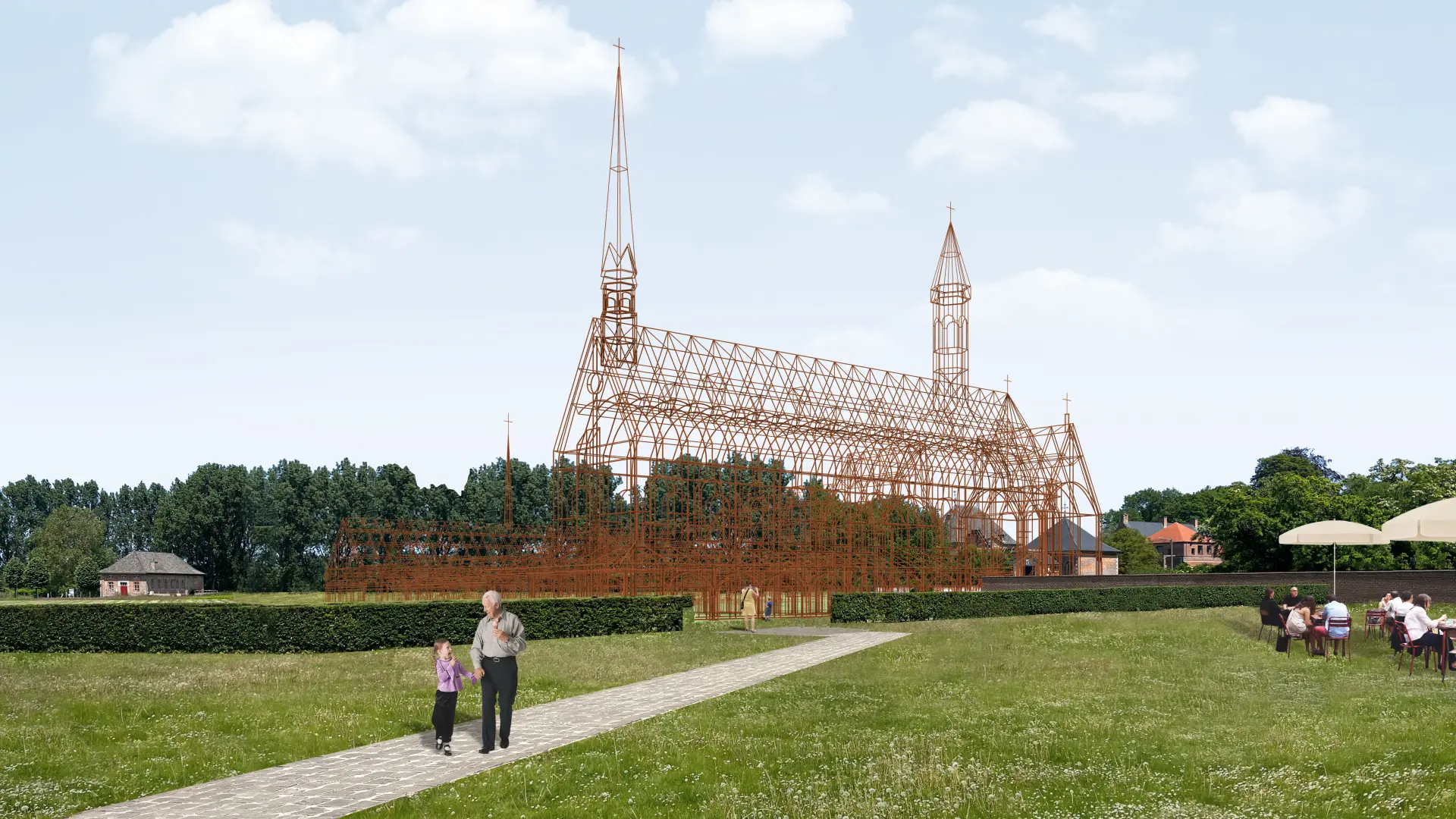 Hoofdafbeelding voor artikel Herrezen replica van abdijkerk…