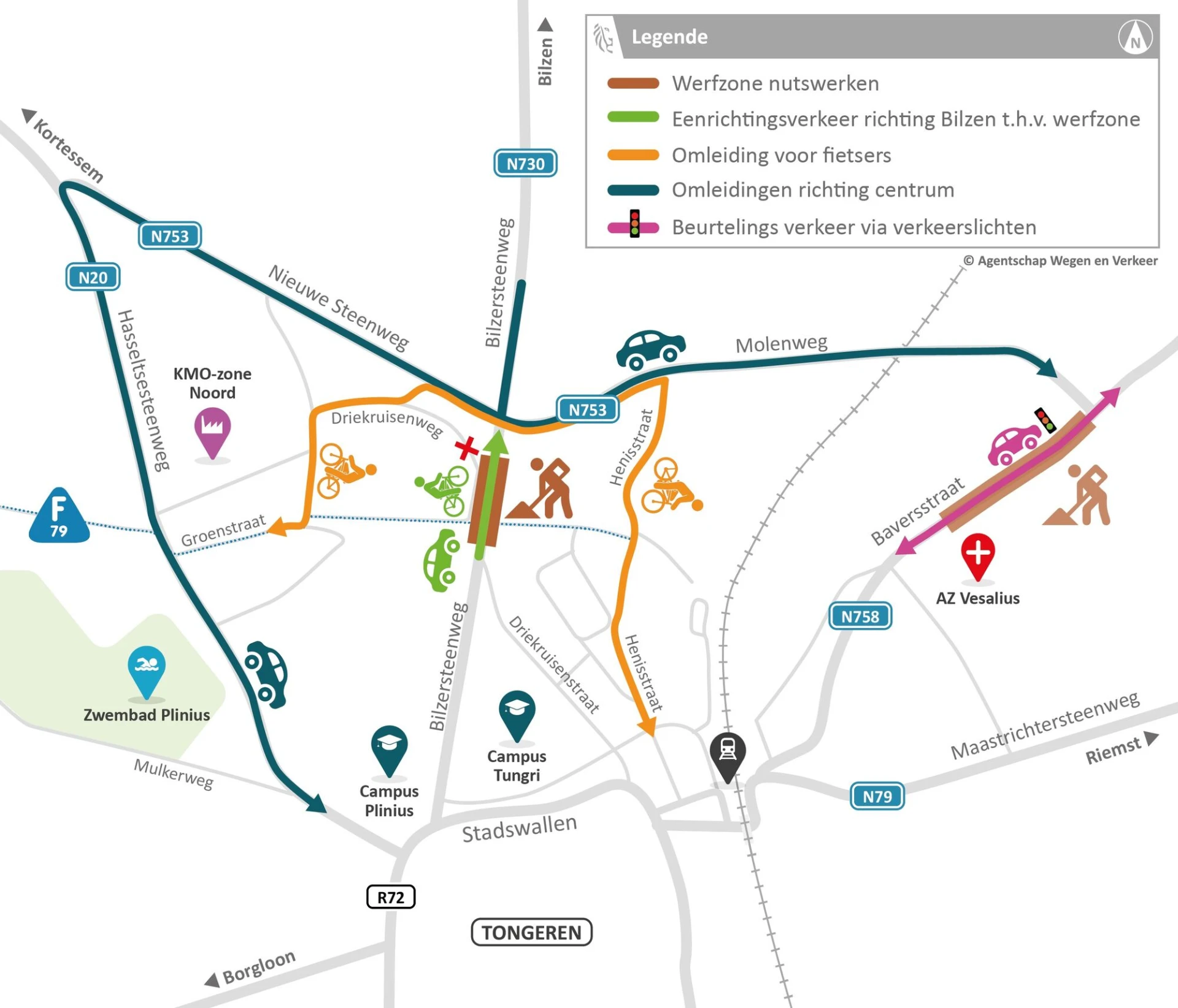 Voorbereidingen voor fietstunnel Bilzersteenweg in Tongeren starten maandag