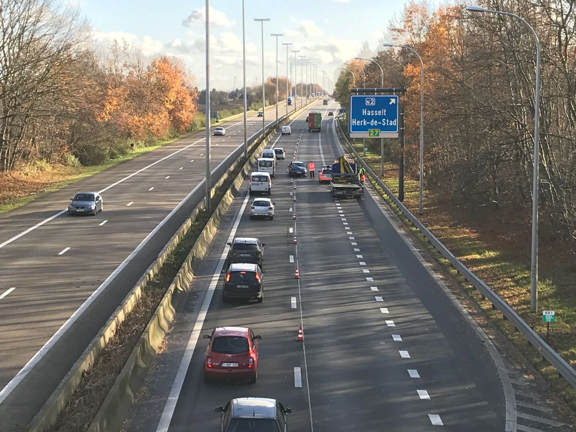 Lange file op E313 door ongeval ter hoogte van Hasselt-West