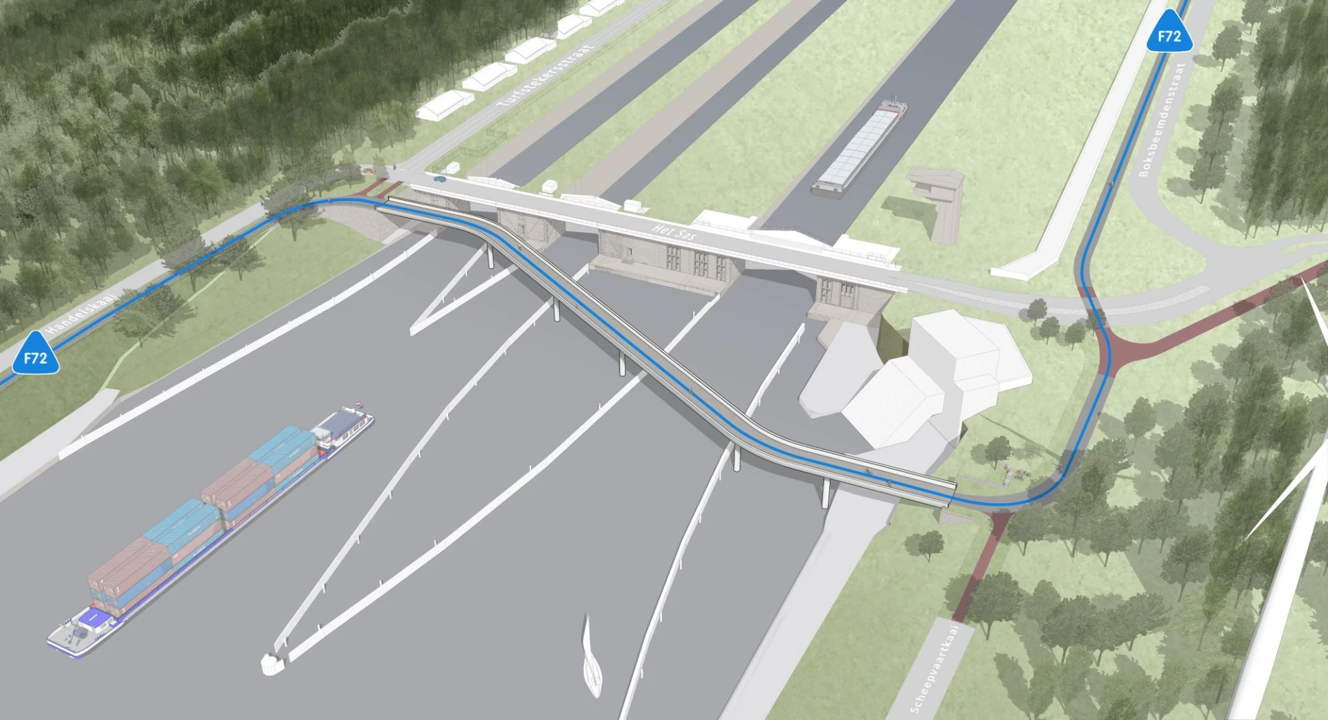 Bouw fietsbrug aan sluizencomplex Godsheide gaat in augustus van start