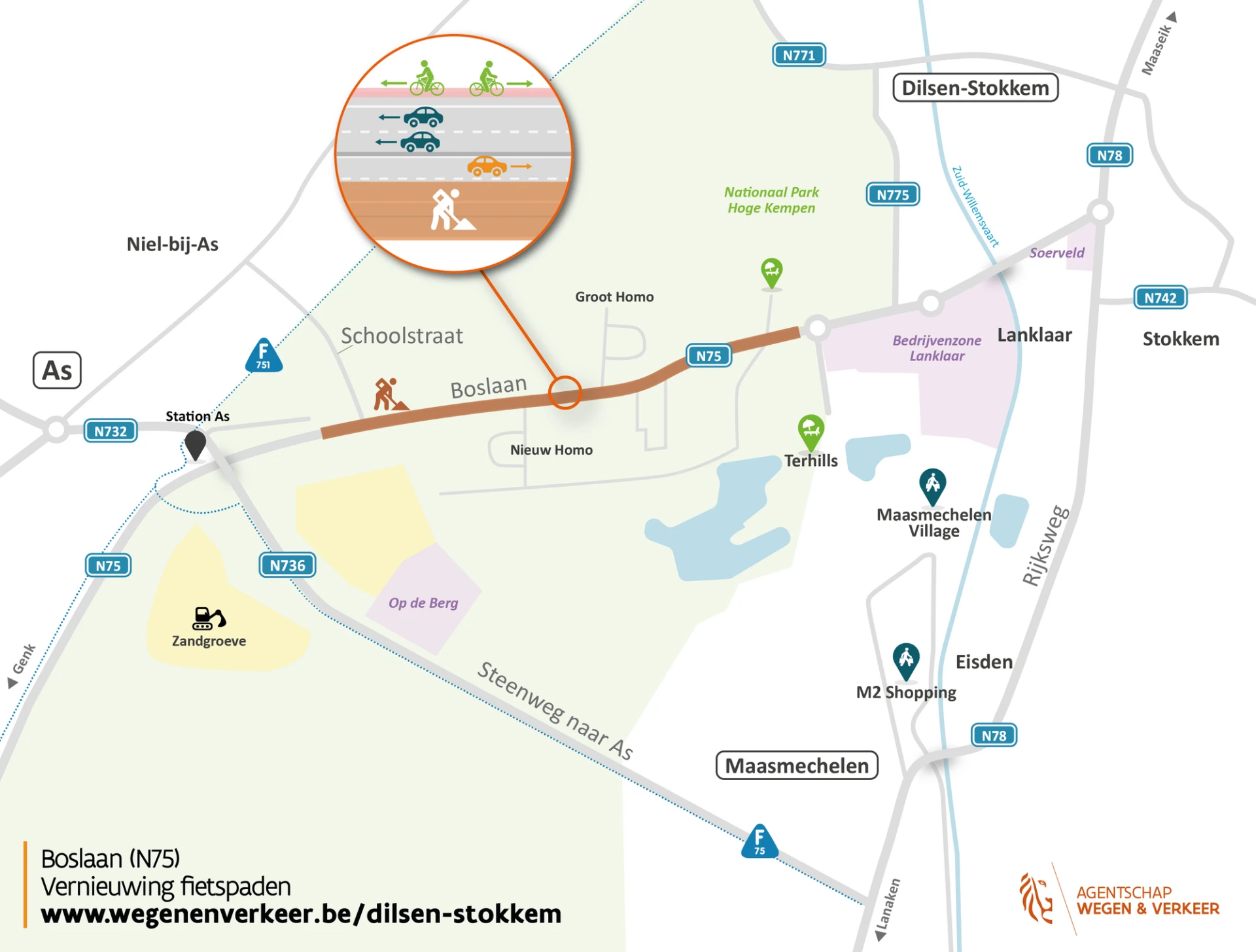 10 Kilometer nieuw fietspad voor Boslaan in Dilsen-Stokkem