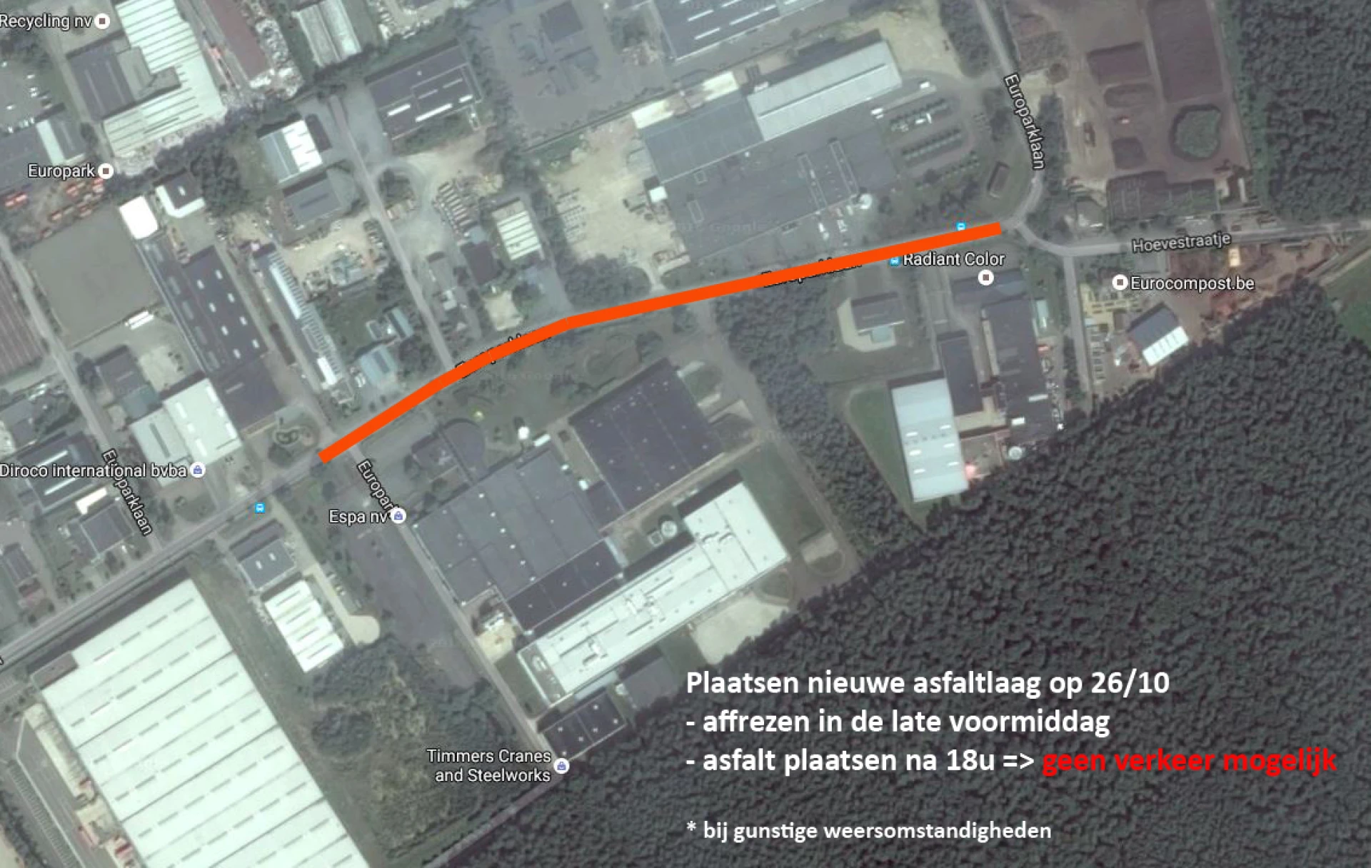 Industrieterrein Houthalen-Helchteren op 26/10 niet bereikbaar door wegenwerken