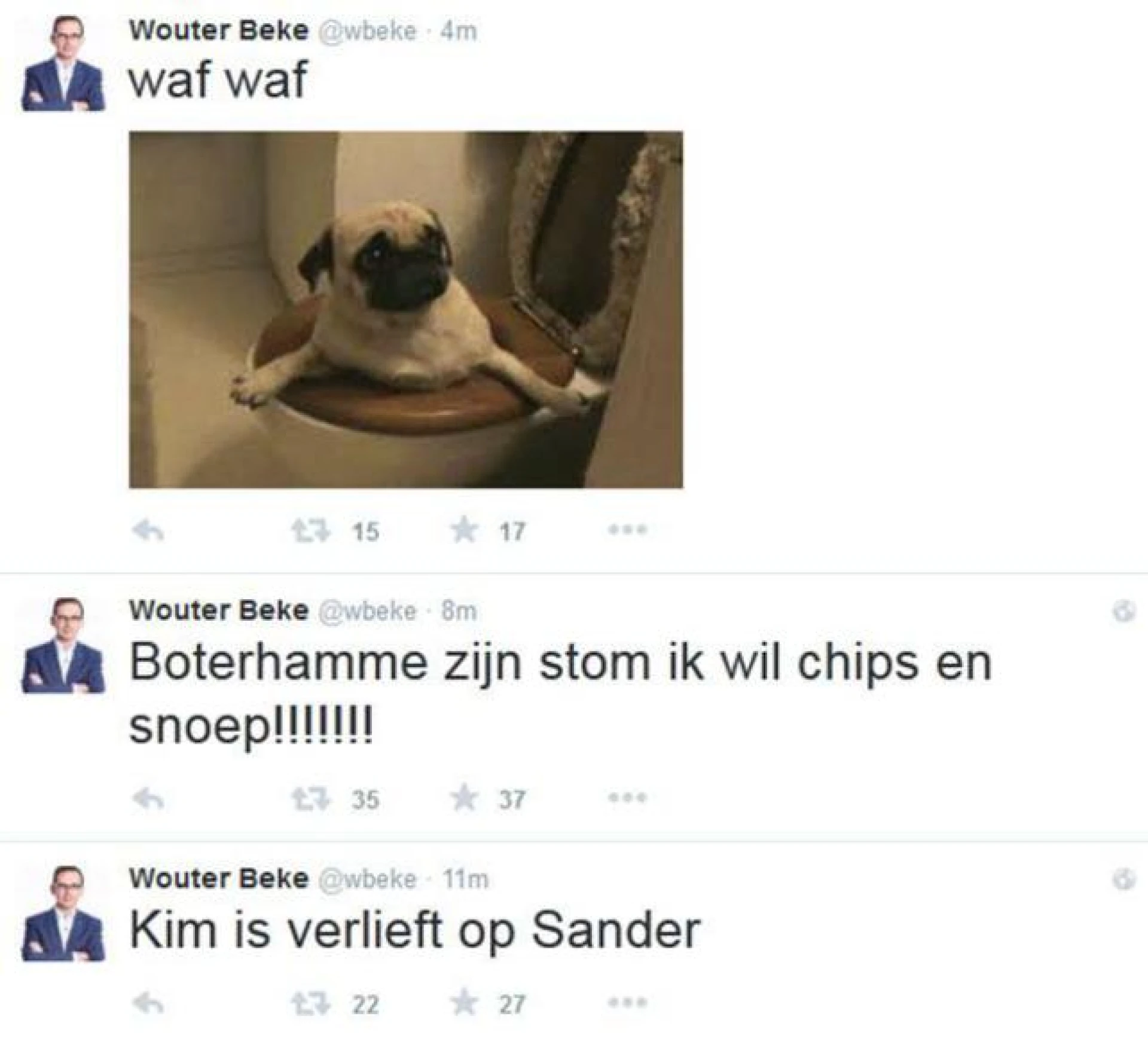 Wouter Beke stuurt gekke tweets de wereld in