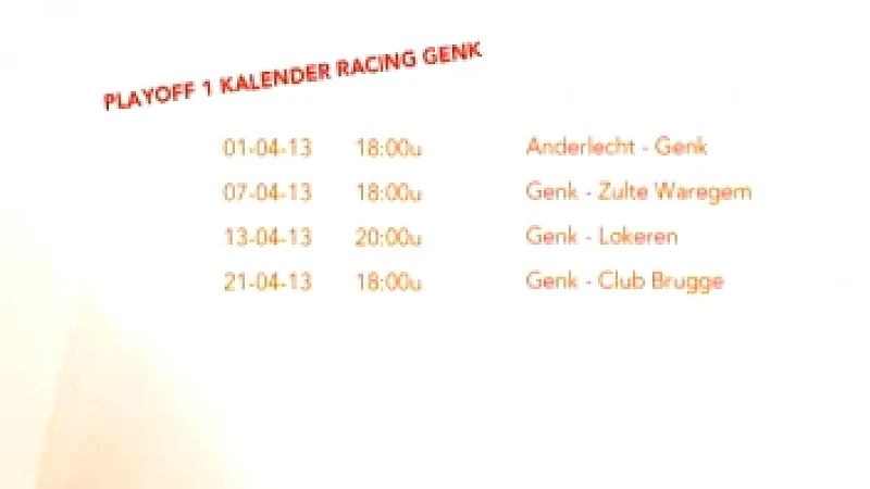 Racing Genk meteen op bezoek bij leider in play-offs