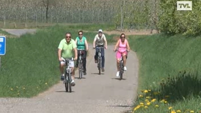 Duizenden fietsers tussen de bloesems