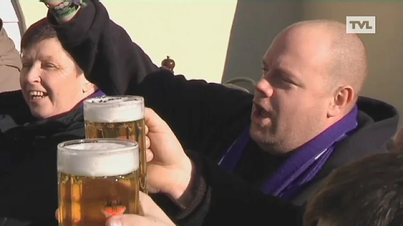 Supporters Racing Genk klaar voor Thun
