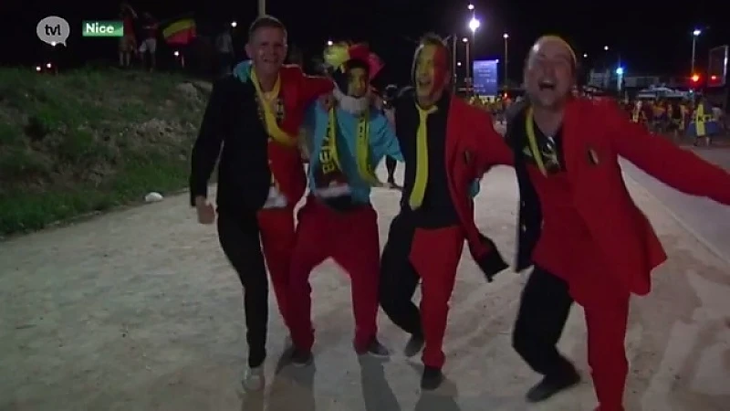 Belgische supporters vieren feest in Nice