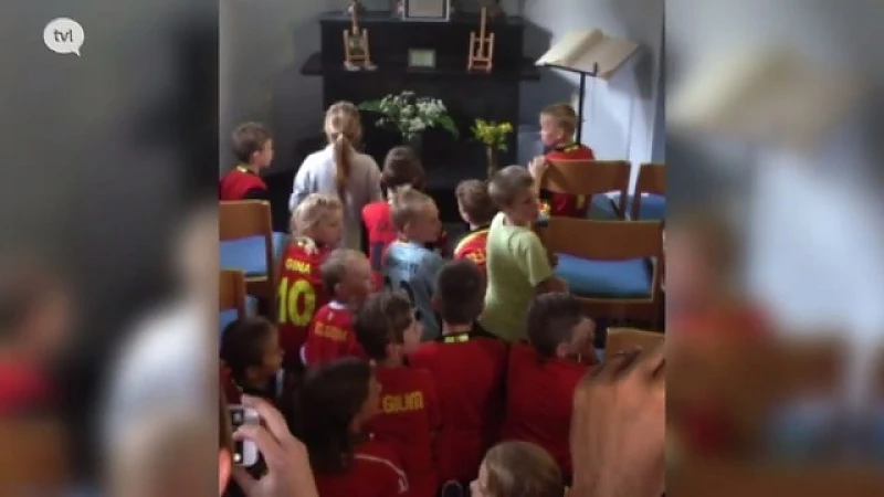 Kinderen uit Leut op bedevaart voor Rode Duivels