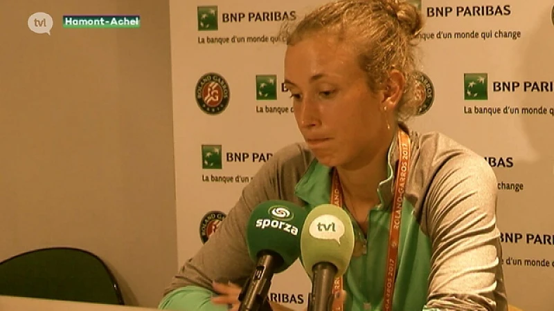 Elise Mertens strijdend ten onder tegen Venus Williams