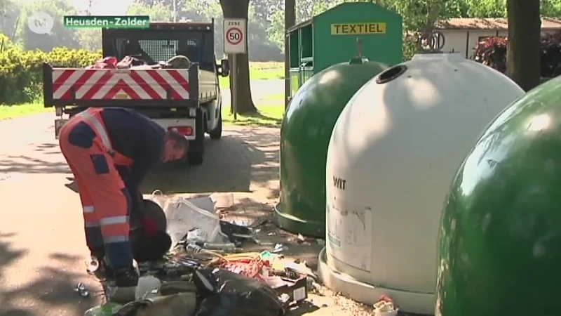 Glasbollen worden stort in Heusden-Zolder