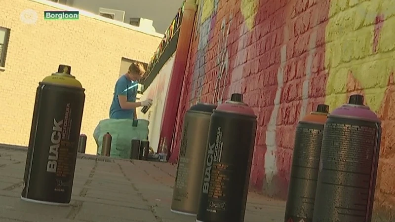 Leerling basisschool De Boomgaard Borgloon ontwerpt graffitimuur