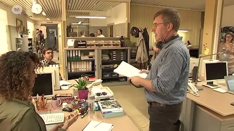 Annemie op de set van de nieuwe film De Collega's