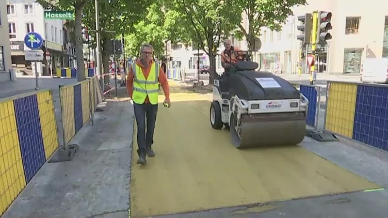 Fietspaden krijgen opvallende okerkleurige toplaag in Hasselt