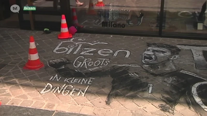 Straatschildering voor Thibaut in zijn eigen Bilzen
