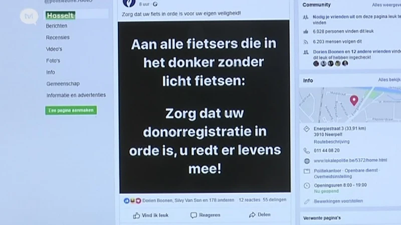 Noord-Limburgse politiezones choqueren met Facebookpost over fietsverlichting