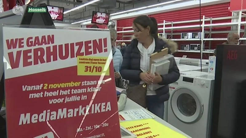 Stormloop op koopjes in Hasseltse Mediamarkt die de deuren sluit