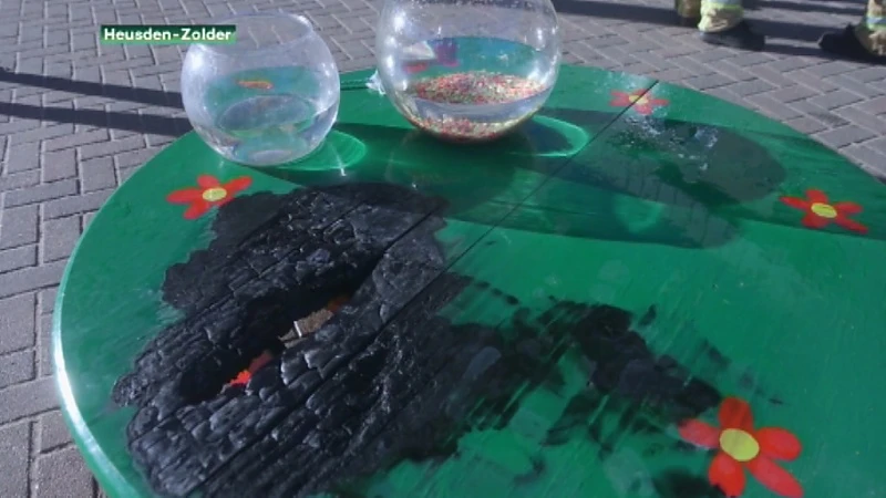 Rookontwikkeling in school in Eversel: zon door visbokaal doet papier smeulen