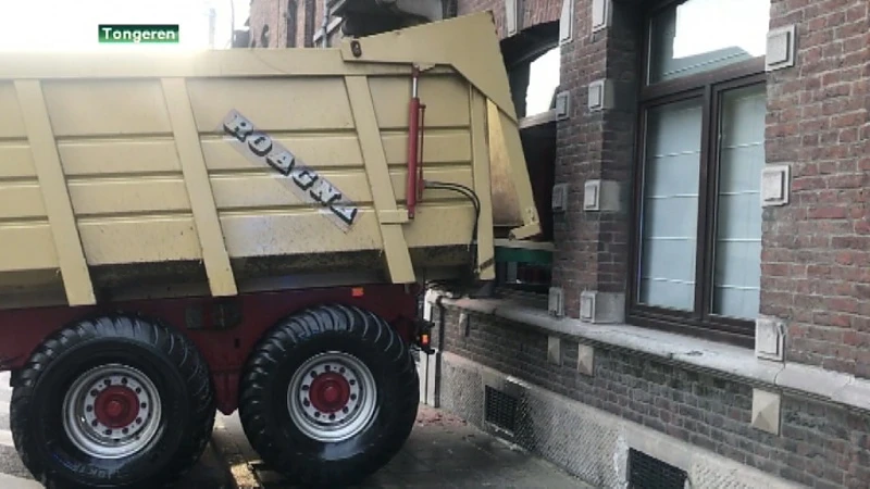 Aanhangwagen vernielt gevel van woning in Tongeren