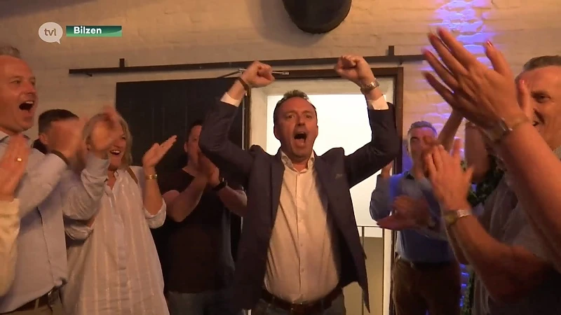 Zo viert Bruno Steegen (Beter Bilzen) de verkiezingsresultaten
