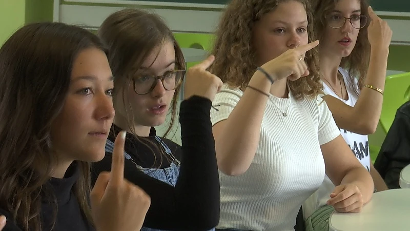 Atheneum Hasselt geeft les in gebarentaal