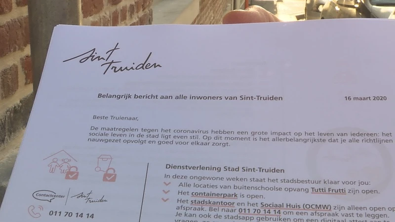 Sint-Truiden bezorgt brief met coronamaatregelen aan iedere inwoner
