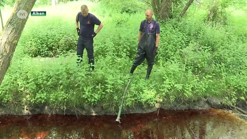 Grote olievervuiling op Simsebeek in Alken opgeruimd