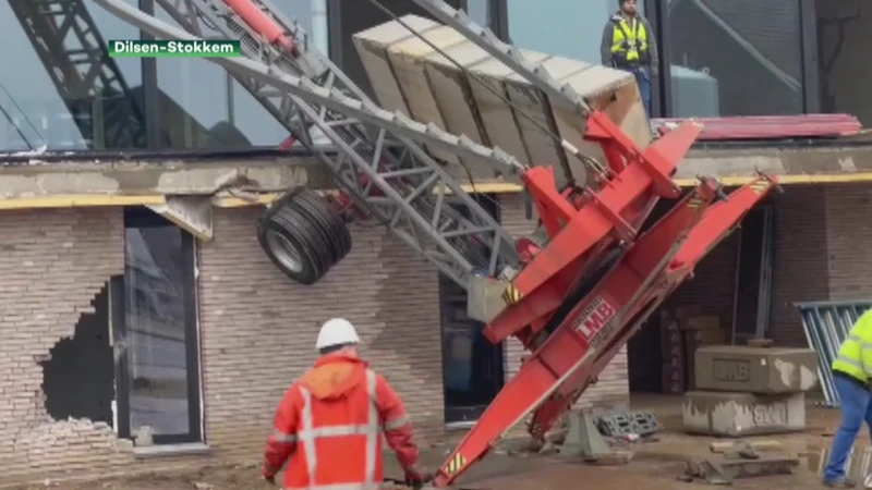 Kraan valt op nieuwbouwappartementen in Dilsen-Stokkem