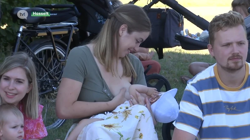 Vrouwen in stadspark Hasselt vragen aandacht voor borstvoeding