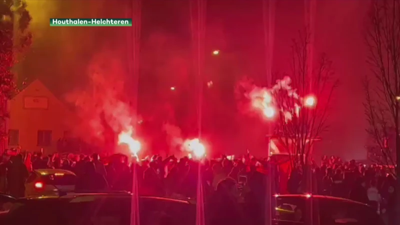 Marokkaanse supporters vieren uitbundig in Houthalen-Helchteren