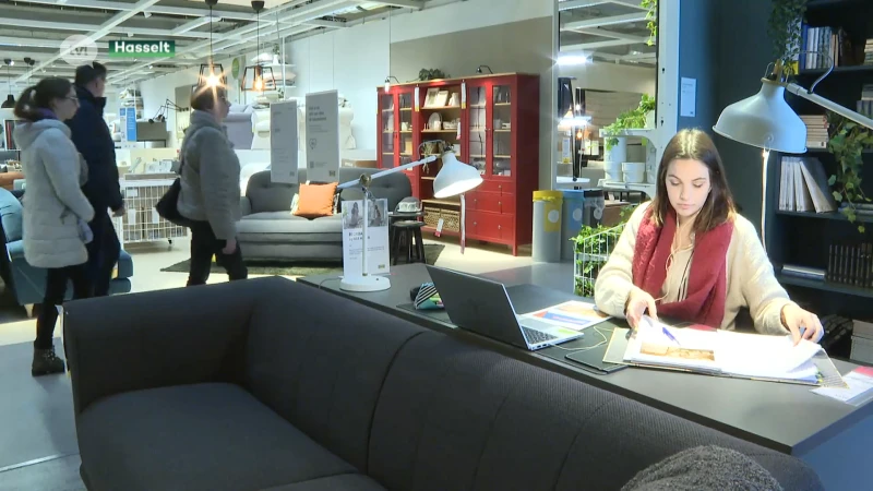 Studenten blokken in showroom Ikea Hasselt: "Shoppers vinden het wel leuk"