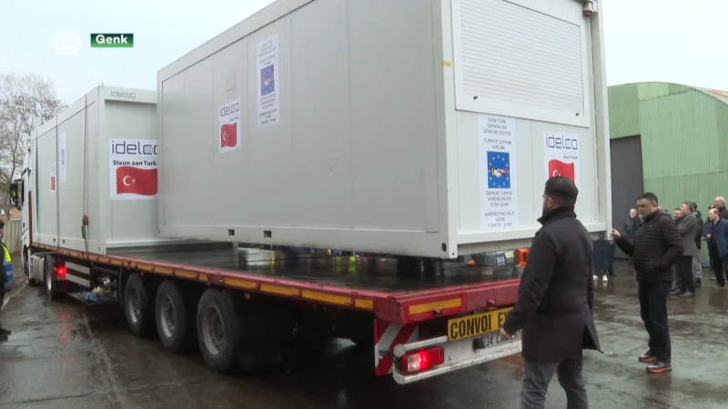 Woonunits en hulpgoederen vertrekken vanuit Genk naar Turks rampgebied