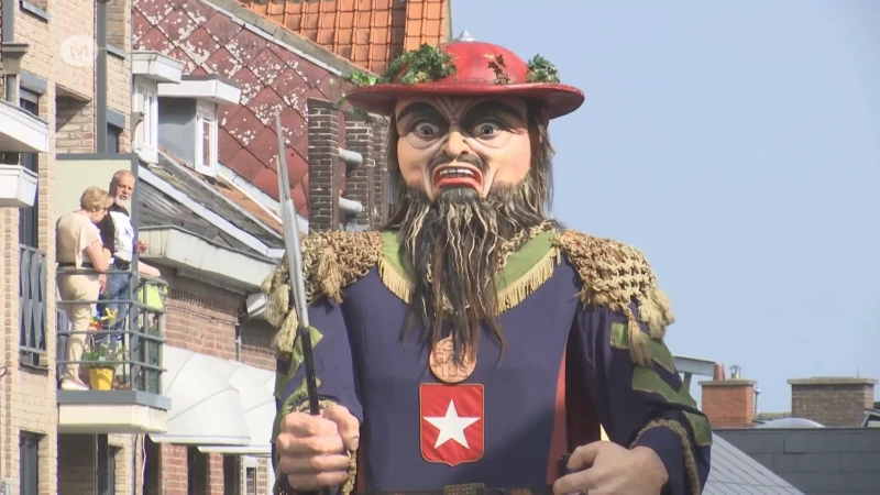 Lanakense reuzen Wuim en Teursel vieren 70ste verjaardag samen met andere Vlaamse reuzen tijdens optocht