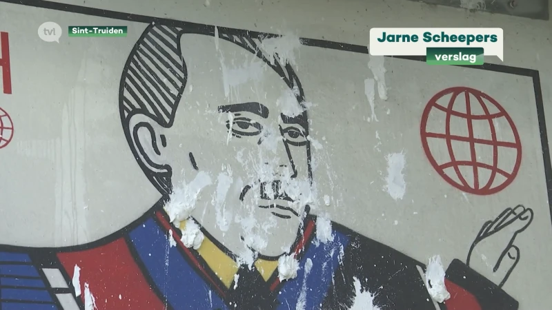 Omstreden kaartenkunstwerk van Tom Herck besmeurd in Sint-Truiden