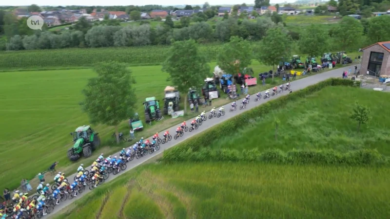 Boerenprotest met 50 tractoren tijdens Ronde van Limburg