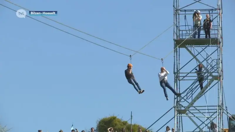 Wij testen de zipline tussen de bloesems in Bilzen-Hoeselt