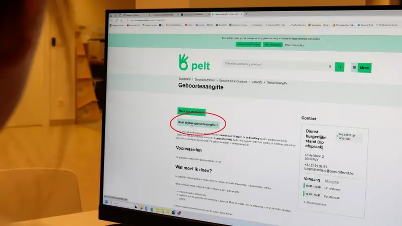 In Pelt kan je geboorte voortaan online aangeven