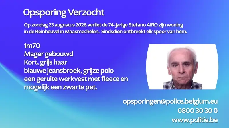 Opsporingsbericht: Parket Limburg is op zoek naar 74-jarige Stefano Airo