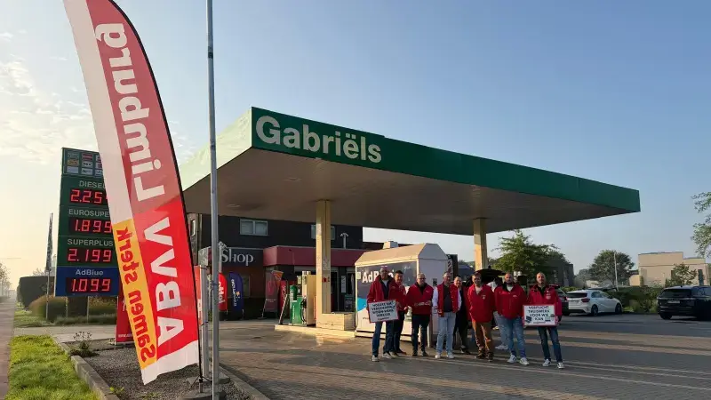 Hoofdafbeelding voor artikel ABVV voert actie aan tankstation…