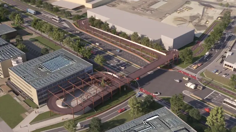 Voorbereidende werken voor fietsbrug over Grote Ring aan scholencampus PXL