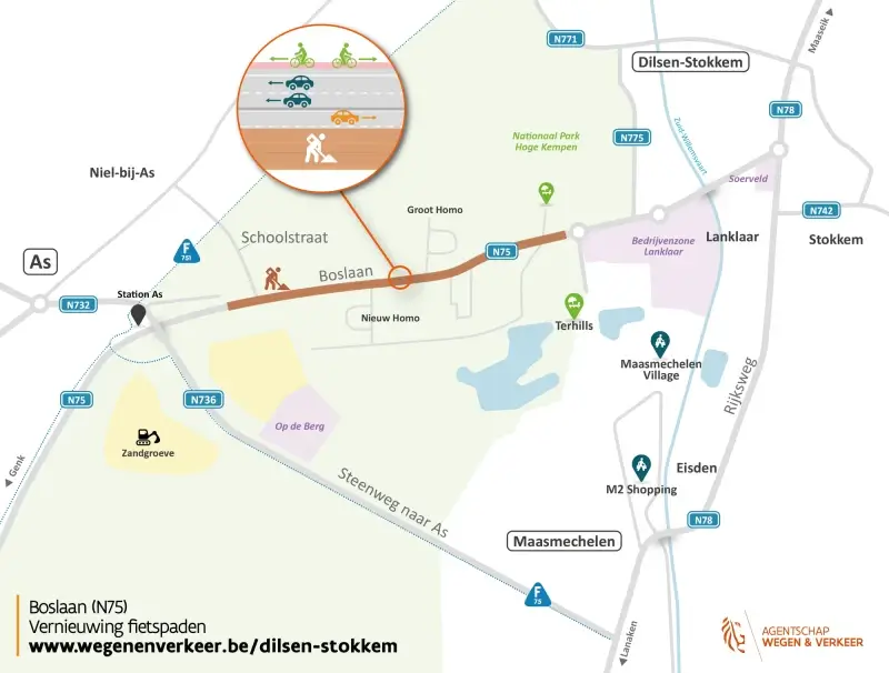 10 Kilometer nieuw fietspad voor Boslaan in Dilsen-Stokkem