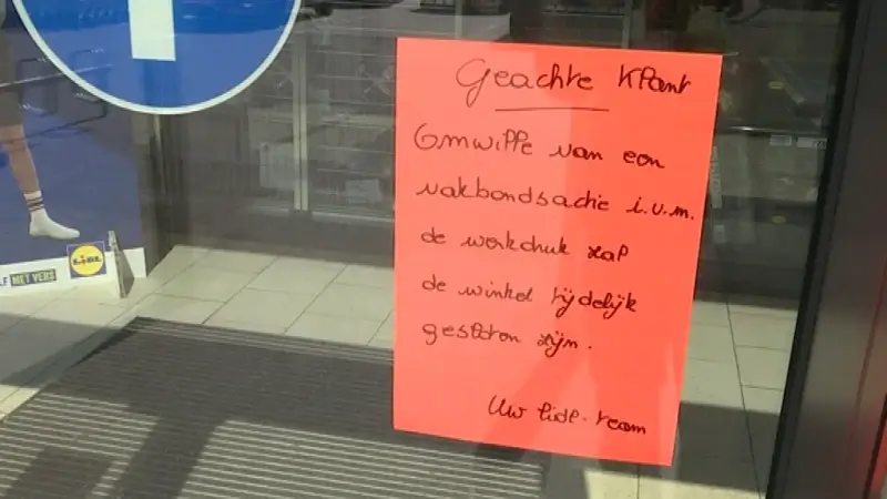 Werknemers van enkele Lidl-winkels in Limburg leggen het werk neer