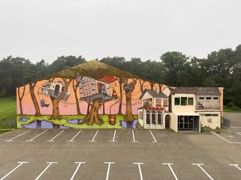Muurschildering fleurt sporthal van Rekem op