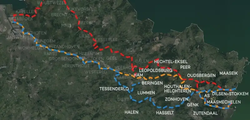 Oudsbergen heeft twee voorkeurstrajecten voor leidingstraat