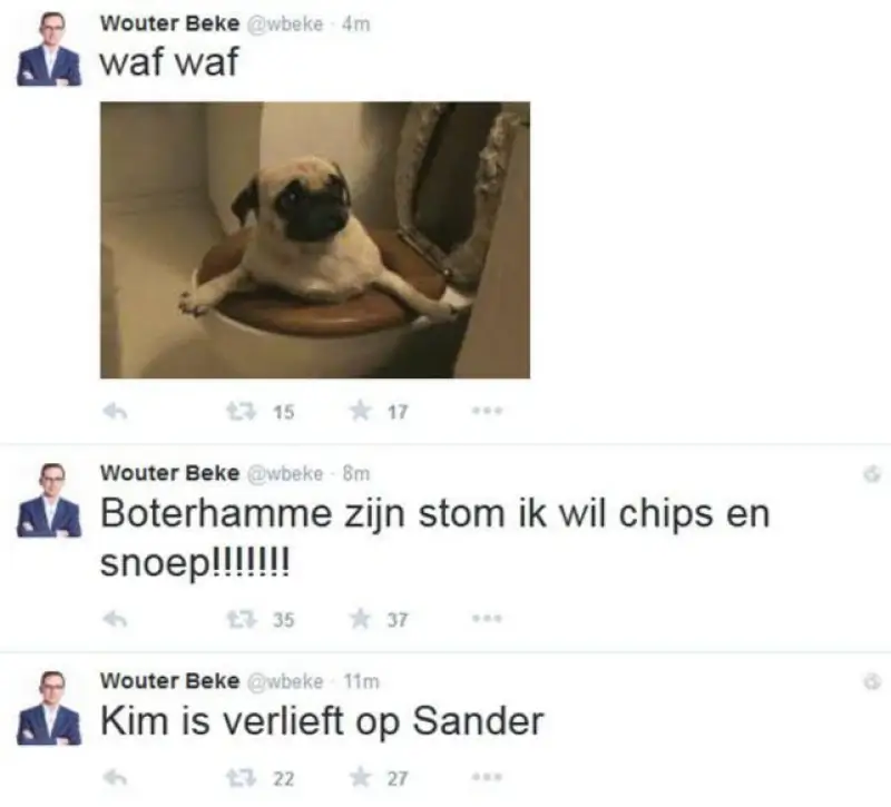 Wouter Beke stuurt gekke tweets de wereld in