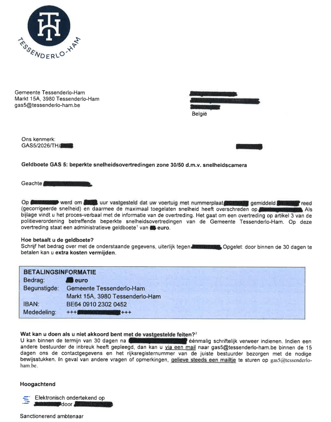 Deze voorbeeldboete moet de inwoners van de gemeente geruststellen. Het gaat weldegelijk om een officieel document.&nbsp;